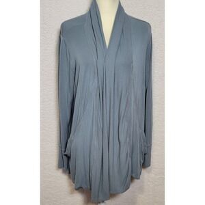 Athleta Womens Sweater Cardigan Size 1X Green Gray Open Front Long Sleeve 1221